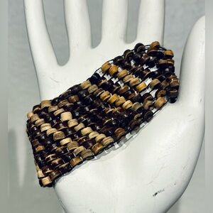 Vintage Handmade Wooden Beaded Stretch Bracelet